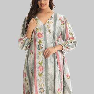 Handgeschilderde tuniek | damestuniek| Pakistaanse pakken| Indiase designerkleding| Jurk met 3/4-mouwen|geverfde kurta-jurk|
