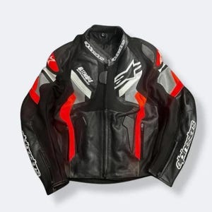 Alpinestar Biker racing leather jacket Genuine cowhide leather jacket Black Racing Leather Jacket Road safety leather jacket Gift For Him