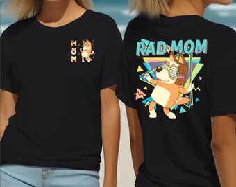 Retro Rad Mamá Bluey Pareja Camisa Bluey Rad Mamá Bluey Familia Camiseta Retro Chilli Heeler Camisa Bluey Mamá Familia Camisa Bluey Mamá Traje