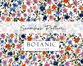 Dainty Boho Flowers Seamless Pattern | Instant Digital Download |  Floral Background Repeat Pattern | Digital Paper