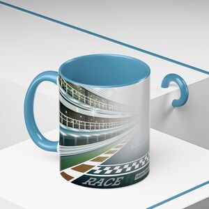 Racing-Themed Accent Coffee Mug | Perfect for Car Enthusiasts, Track Days, Gifts, Home Decor, and Office Use