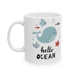 Underwater Adventures Ceramic Mug - Cute Ocean Life Design, Whale & Octopus Theme, Gift for Marine Lovers, Beach Decor, Everyday Use