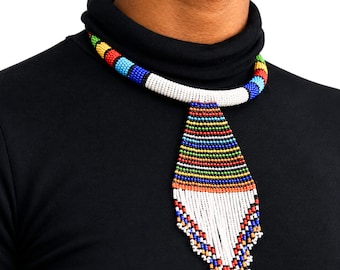 Beaded Choker Collar Necklace For Women, Maasai African Collar Jewelry, Tribal Style Women's Accessory, Custom Gift For Her Africa Jewelry