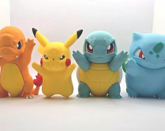 Pokemon Window Promo SVP 3D Printed - Charmander, Squirtle, Bulbasaur, Pikachu Decor Gift for Fan - Pocket Monsters Statue