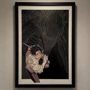 Affiche Jujutsu Kaisen Yuta Okkotsu & Rika – Combattants d'épée dynamiques - Illustration murale manga à imprimer - Décoration anime - Téléchargement numérique PDF