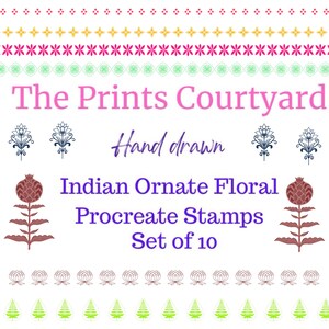 Indian Ornate Floral Procreate Stamps - 10 Stamps (Digital Download)