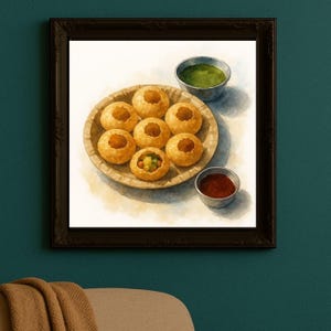 Indian Food Art | Printable Art | Indian Art | Jpeg Art | Downloadable Art | Kitchen Art | Pani Puri | Streetfood Art |