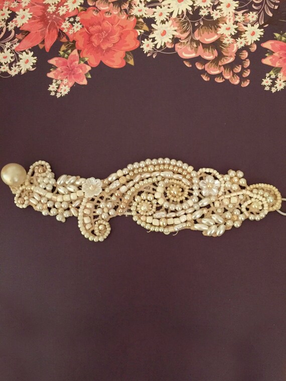 Items similar to Pearl wedding cuff bracelet,bridal statement bracelet