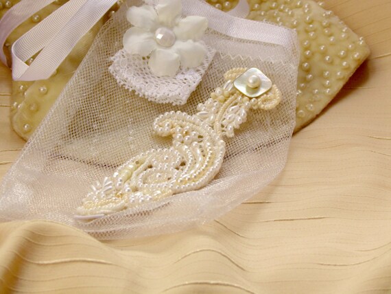 Items similar to Bridal Lace bracelet, Wedding Pearl Lace Cuff, Bead ...