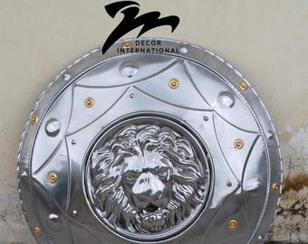 Steel Viking Lion Shield – Medieval Armor for LARP, Cosplay & Display