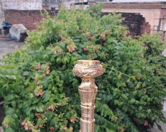 3-Fold Ash Wood Walking Cane with Vintage Brass Compass – Antique-Style Gentleman’s Stick.