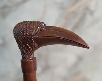 Designer Bird Head Wooden Walking Cane.