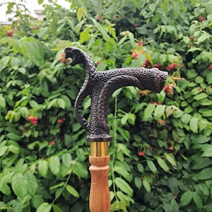 Brass Handle Walking Cane Adjustable Three Piece Fold Wooden Stick Dragon Replica Style Designed Walking Stick Gift for Men and Women