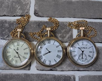 Juego de 3 relojes de bolsillo vintage de latón, estilo antiguo, coleccionables, decoración steampunk, regalo.