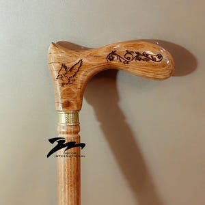 Handcrafted Wooden Walking Stick – Rustic Mobility Cane with Ergonomic Easy-Grip Handle – Natural Wood Hiking Stick