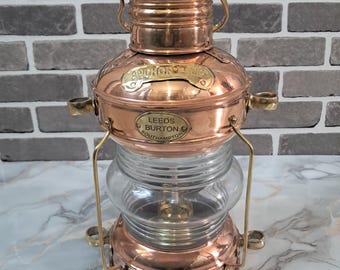 Handcrafted Brass & Copper Oil Lantern: Nautical Maritime Decor