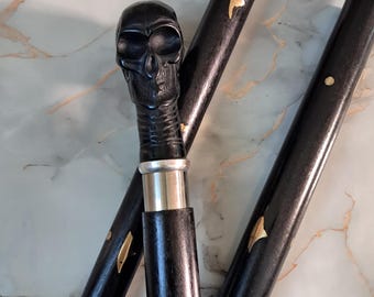 Victorian Skull Handle Walking Cane Vintage Gothic Gift for Him.