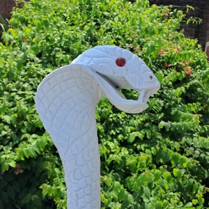 Wooden Walking Cane Adjustable Two Piece Fold White Colored Cane Cobra Snake Replica Designed Walking Stick Gift for Men and Women