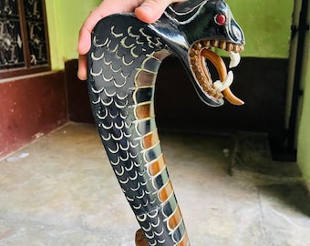 Cobra Snake Head Cane | Ash Wood Walking Stick | Handmade Animal Handle Cane