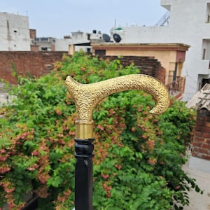 Elegant Brass Handle Wooden Walking Cane – Wooden Three Piece Adjustable 36&quot; Walking Stick for Men & Women