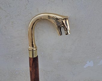 Bottes Cavalerie Canne De Marche Vintage En Bois Et Laiton - Style Victorien, Reproduction, Unisexe Adulte Vietnam Ancien