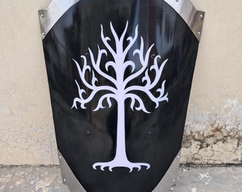 Réplica del escudo de Gondor, escudo calefactor negro con emblema de árbol blanco