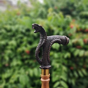Brass Handle Walking Cane – Adjustable Three-Piece Foldable Wooden Stick – Dragon Replica Style Designed Walking Stick