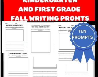 Kindergarten and First Grade Autumn Writing Prompts | Fall Sentence Starters and Creative Writing Activities | Seasonal Literacy Centers