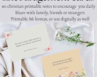 20 Christian Printable Scripture cards - Encouragement Notes - Faith