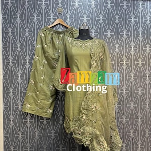 Crepe Silk Sharara Suit For Women And Girls, Embroidery Sequence Work And Dupatta, Palazzo For Women, Wedding Wear, Designer Ethnic Dress