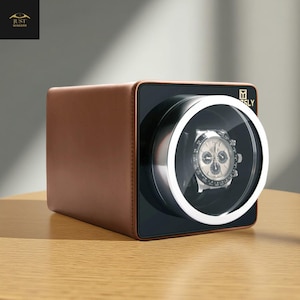 Enkele watchwinder voor automatische horloges, luxe watchwinder-kluis, opbergdoos cadeau voor horlogeliefhebber, kerstcadeau, vaderdagcadeau