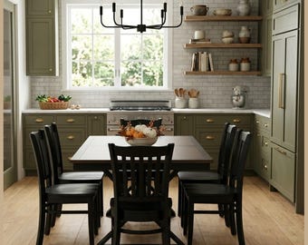 Farmhouse Wooden Dining Chairs Set of 2, Slat Back Kitchen & Game Table Chairs, Solid Wood Rustic Seating for Dining Room