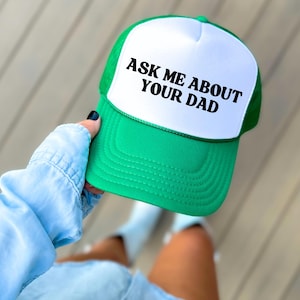 Ask Me About Your Dad Funny Trucker Hat For Women Adult Humor Baseball Cap Offensive Girls Trip Hat Y2K Trucker Hat Gag Gift for Friend