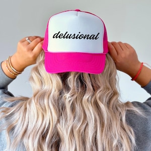 Delusional Funny Trucker Hat For Women Adult Humor Baseball Cap Offensive Inappropriate Girls Trip Hat Y2K Trucker Hat Gag Gift for Friend