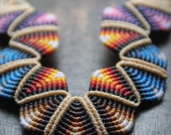 Micro macrame statement necklace SAND RAINBOW, handmade fiber choker by FIAMMA design