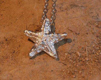 Silver SEA STAR Pendant & silver chain, handmade pendant with chain, small Sea Star silver necklace, gifts for sister, mini pendant