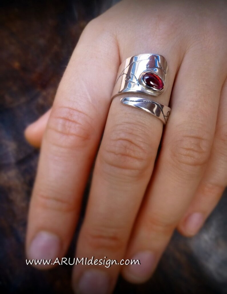 Adjustable sterling SILVER RING with acid etched drawings and Etsy