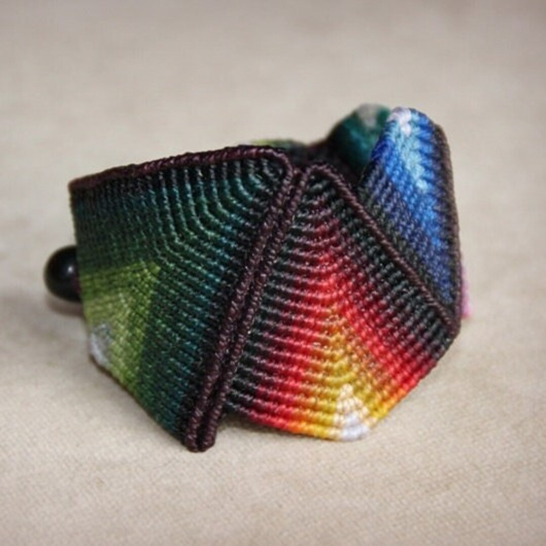 RAINBOW CUFF Bracelet, Wide Colorful Cuff, Handknotted Fabric BRACELET