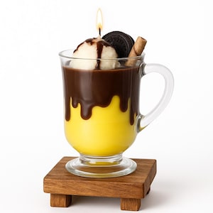 Chocolate Sundae Ice Cream Candle | Realistic Gift for Sweet Lovers + Surprise Gift Inside | Dessert Candle with Chocolate Fragrance |9.5 oz