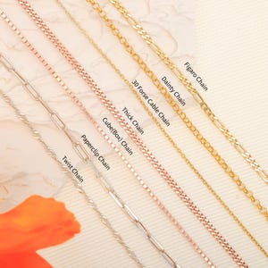 14K Gold Plated Sterling Silver Chain Necklace: Figaro, Paperclip, Curb Styles