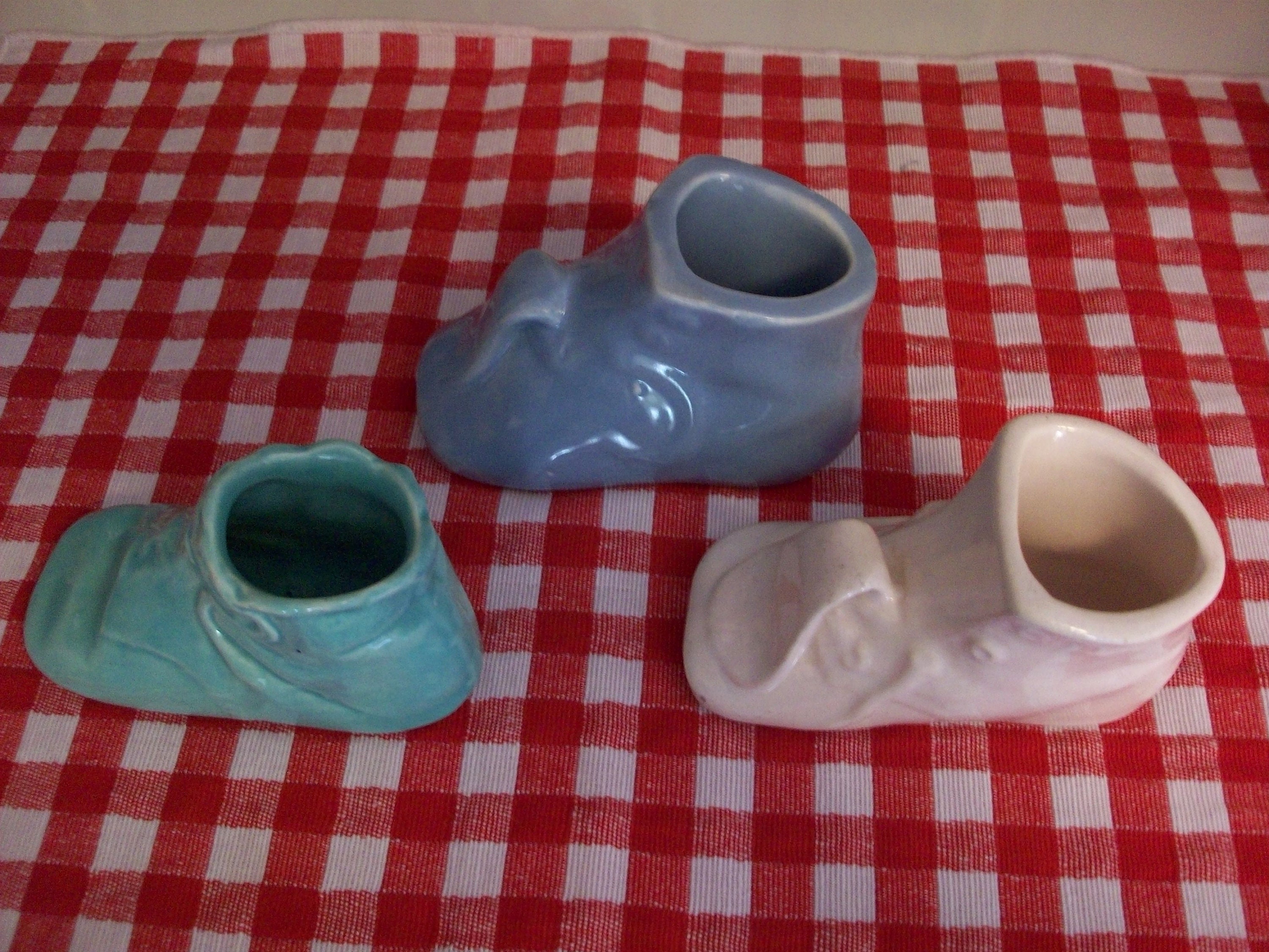 Set of 3 Vintage Ceramic Baby Shoes Planters Etsy