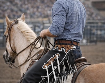 Pantalon réglable en cuir véritable Biker Cowboy et chaps Sporty motorbike Motor