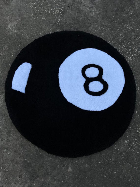 Ball Rug – Black and White Round Tufted Carpet Pool Billiards