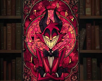 Alastor Hazbin Hotel Suncatcher Kaarshouder, Radio Demon Suncatcher, Hazbin Anime Fan Art Decor, Alastor Demon Fan Gift, Anime Lovers Gift