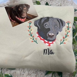 Benutzerdefiniertes Hundegesicht besticktes Sweatshirt, Haustier-Foto bestickter Hoodie, Hundeliebhaber-Sweatshirt, Geschenk für Haustierliebhaber, personalisiertes Geschenk für Mama
