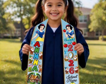 Kindergarten Graduation Stole, Disney Princess Tiana Grad Sash, Class of 2026 Kids Graduation Scarf, Custom Name Preschool Stole
