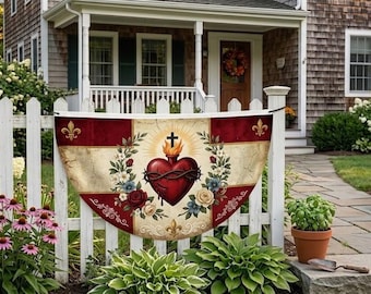Jesus Sacred Heart Flag Garden Banner - Catholic Christian Orthodox - Show your faith outdoors!
