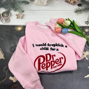 Dr Pepper I Would Dropkick A Child Embroidered T-Shirt, Dr Pepper Crewneck T-Shirt, Gift for Dr Pepper Soda Lovers
