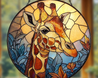 Stained Glass Giraffe Suncatcher Safari Light Catcher Window Hangings House Decoration African Animal Decor Farm Lover Gift New House