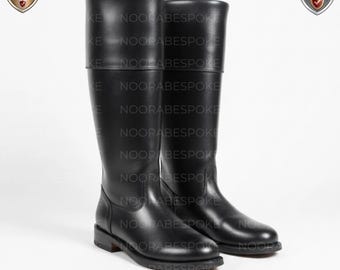 Botas de montar coloniales personalizadas para hombre – Botas altas hasta la rodilla hechas a mano en cuero genuino